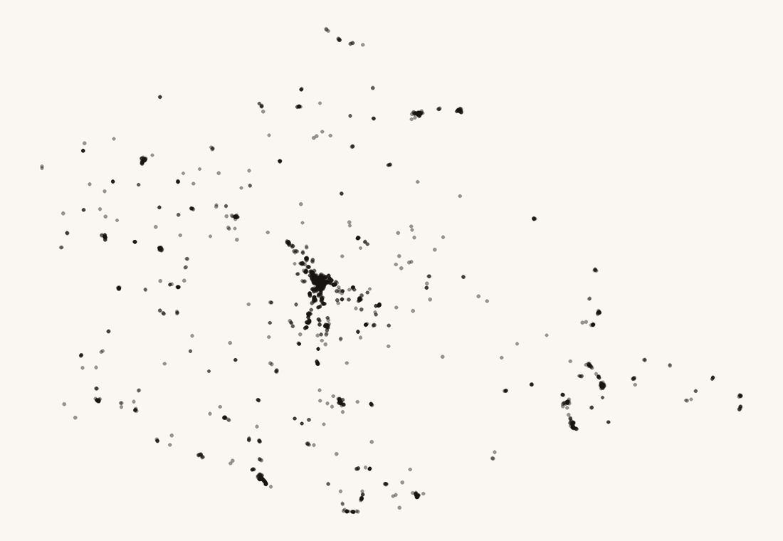 Mapa de puntos: las 2 671 cafeterías de Oaxaca